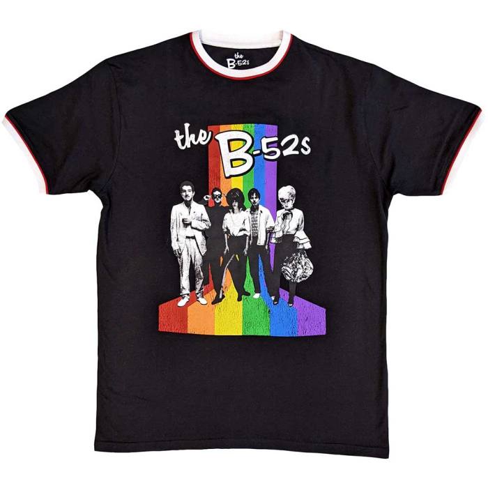 B52s unisex ringer T-shirt Rainbow Stripes (črna) 129490