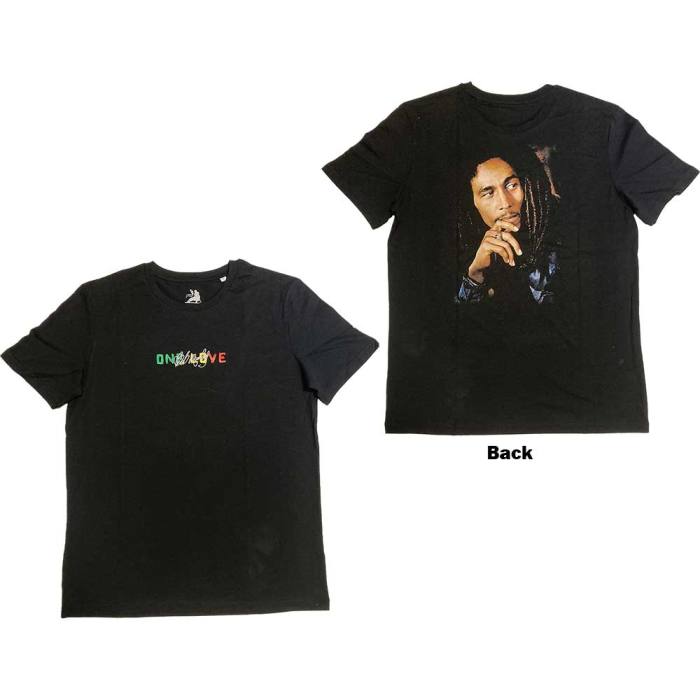 Bob Marley Unisex T-Shirt: One Love Portrait (Back Print & Embroidery) 129991