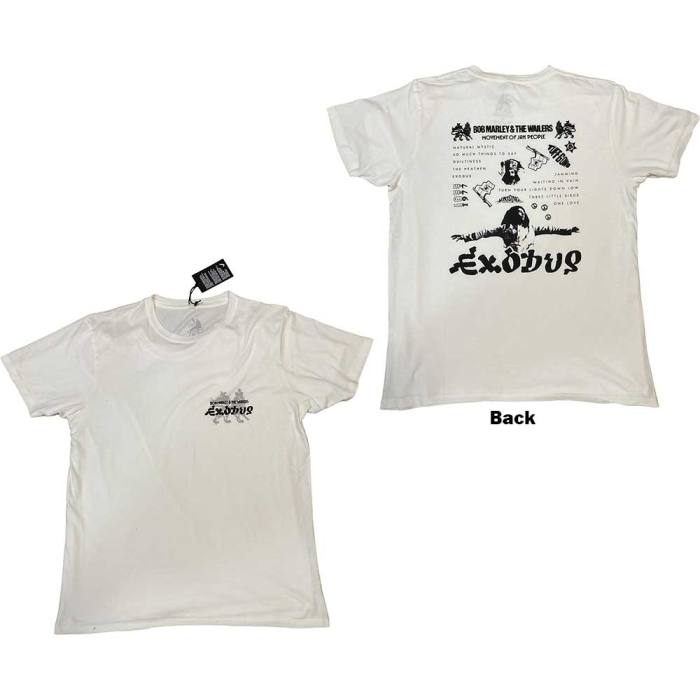 Bob Marley Unisex Organic T-Shirt: Exodus Tracklist (Back Print & Hi-Build) 130003
