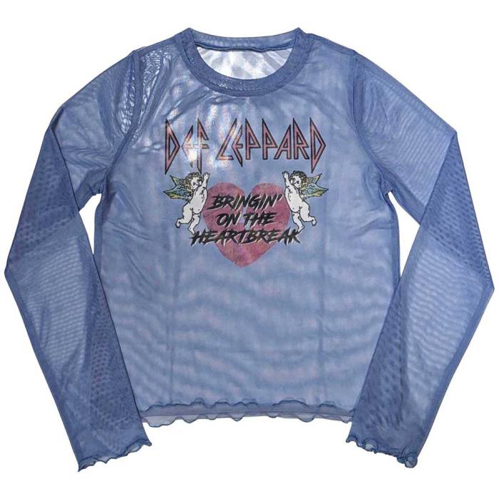 Def Leppard Ladies Long Sleeve Crop Top: Bringin On The Heartbreak 130539