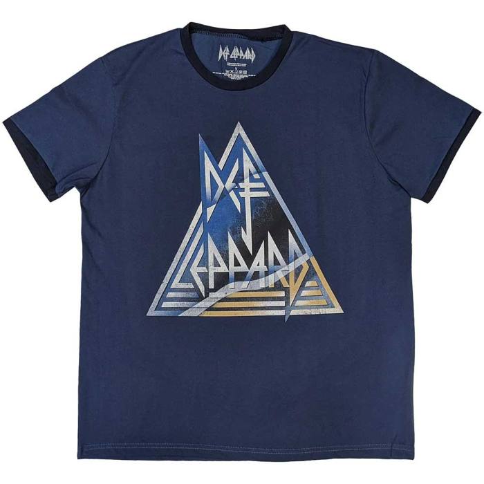 Def Leppard Unisex Ringer T-Shirt: Triangle Logo 130553