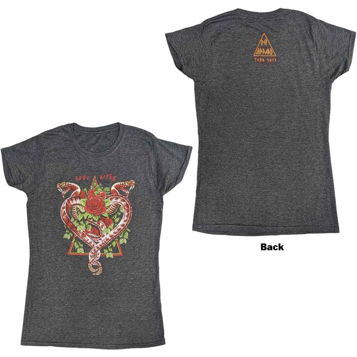 Def Leppard Ladies T-Shirt: Love Bites Tour 2019 (Back Print & Ex-Tour) (Large) 130575