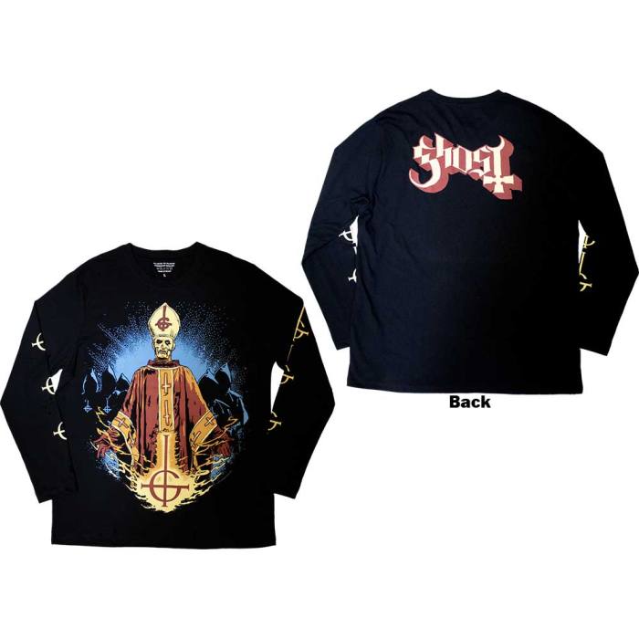 Ghost unisex Long Sleeve T-shirt: Papa & Radiant Ghouls (črna) 130974