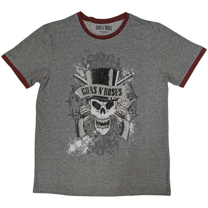 Guns N' Roses Unisex Ringer T-Shirt: Faded Skull 131038