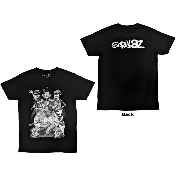 Gorillaz Unisex T-shirt: George Spray (Črna) (Zadnji print) 131127