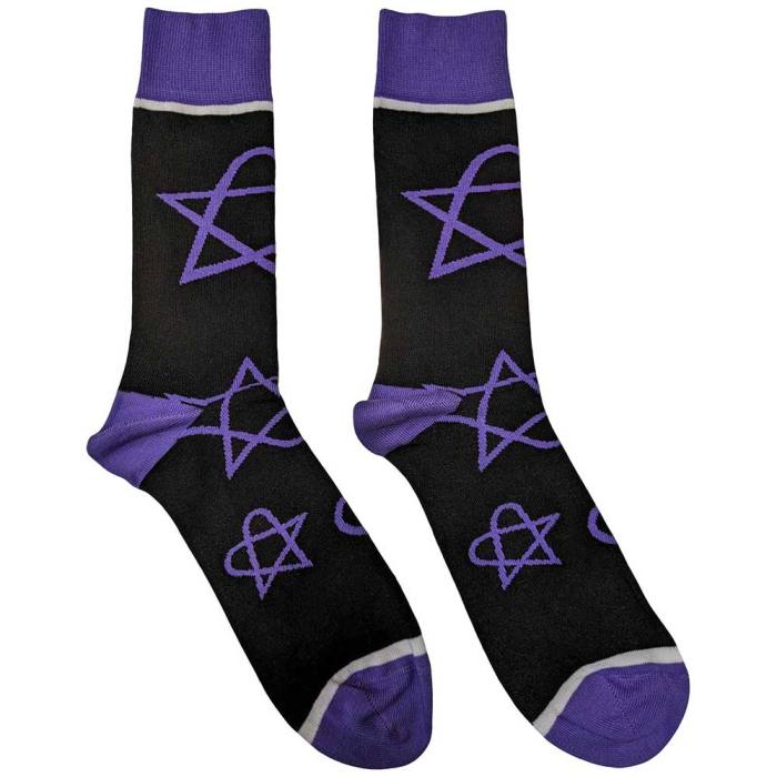 HIM Unisex Ankle Socks: Purple Heartagrams (UK Size 7 - 11) 131283