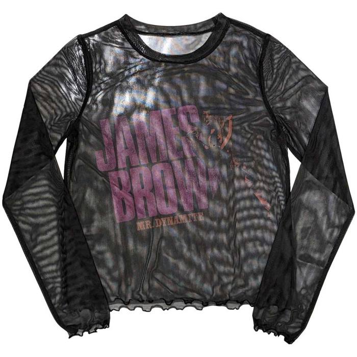 James Brown ženski dolg rokav crop top: Mr Dynamite (mesh, črn) 131406