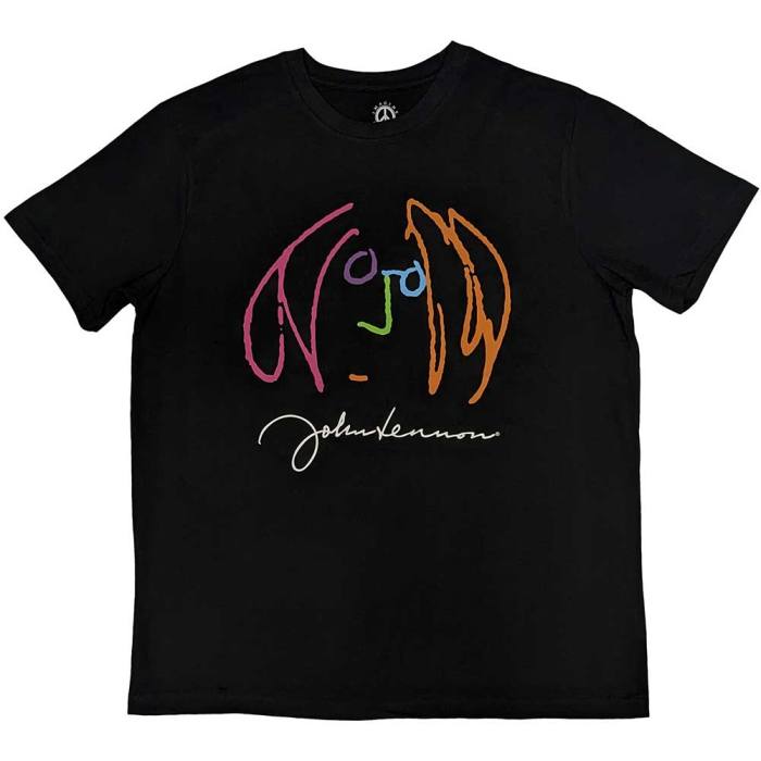 John Lennon Unisex T-Shirt: Self Portrait Full Colour (Black) 131481