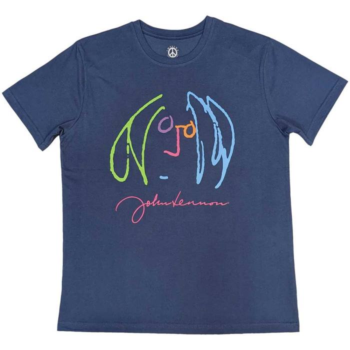 John Lennon Unisex T-Shirt: Self Portrait Full Colour (Denim Blue) 131487