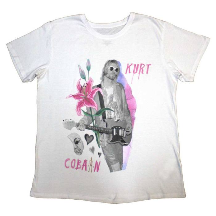 Kurt Cobain Unisex T-Shirt: Flower (bela) 131561