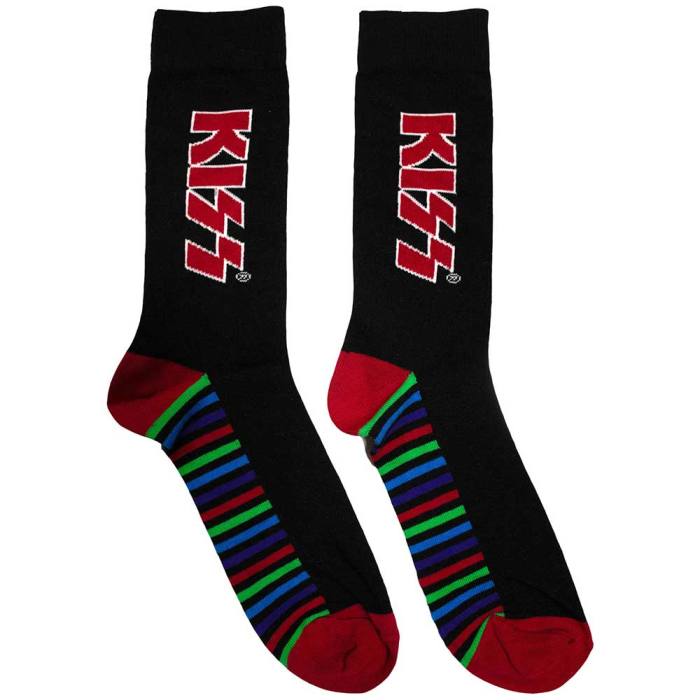 KISS Unisex Ankle Socks: Red Logo & Stripes (Črna) (Velikost UK 6 - 11) 131622