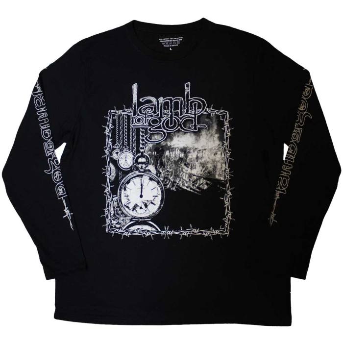 Lamb Of God unisex Long Sleeve T-shirt Barbed Wire (črna, sleeve print) 131672