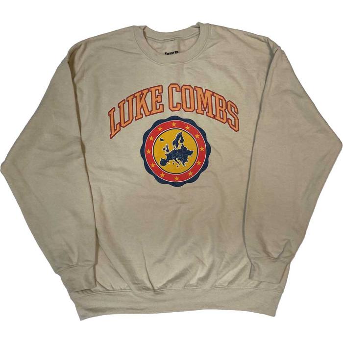 Luke Combs Unisex Sweatshirt: Tour '23 Europe Map (Natural) (Ex-Tour)  131720