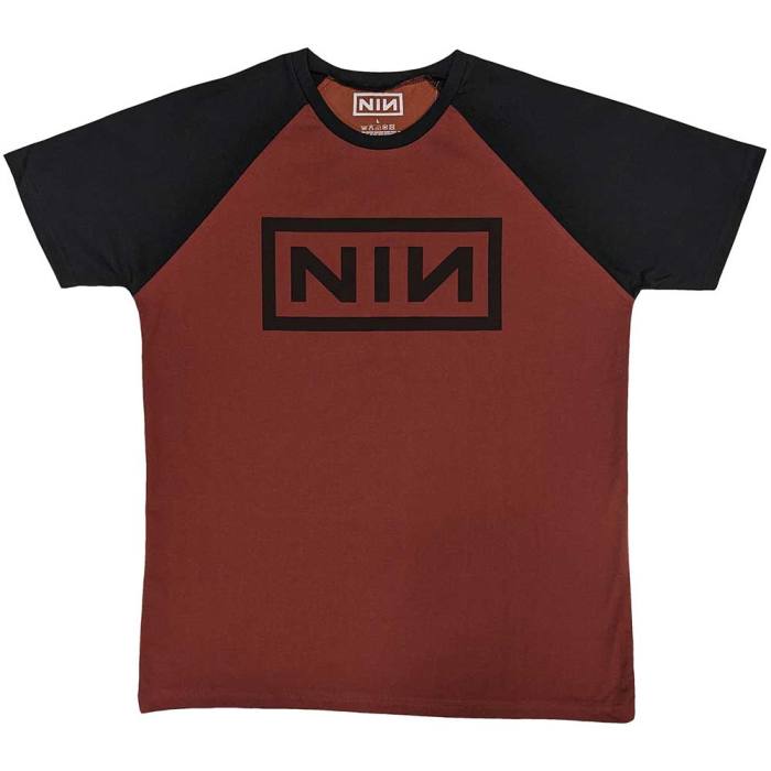 Nine Inch Nails Unisex Raglan T-Shirt: Classic Logo (Red & Black) 132621