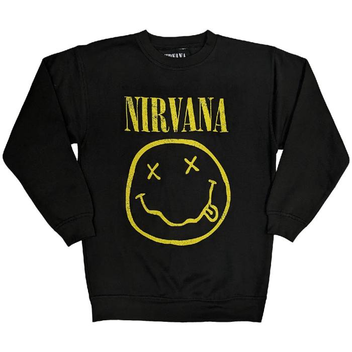 Nirvana Unisex Hoodie: Yellow Happy Face (Črna) 132657