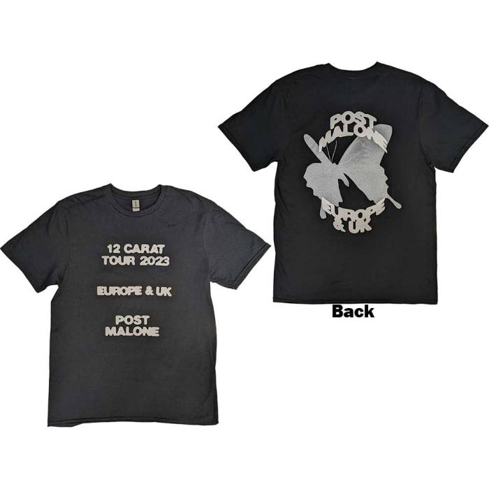 Post Malone Unisex T-Shirt: Butterfly Logo 2023 Tour 133306