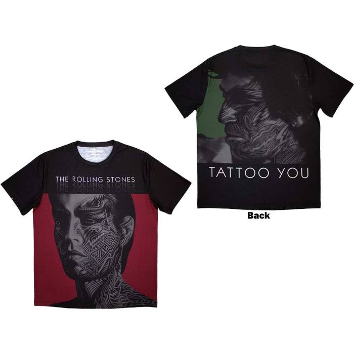 The Rolling Stones Unisex Sublimation T-Shirt: Tattoo You (Black) (Back Print) 133681