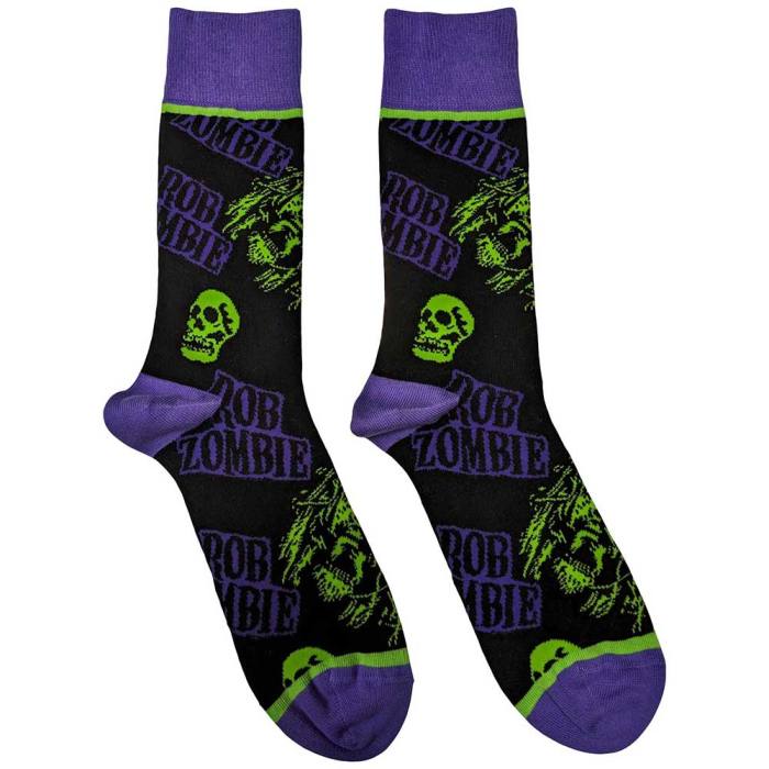 Rob Zombie Unisex kratke nogavice: Skull Face zeleno/vijolična 133707