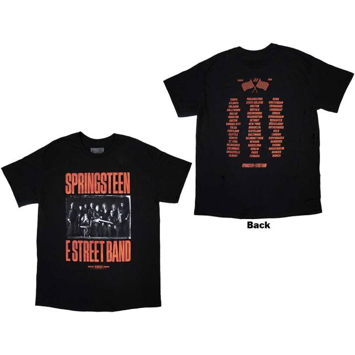Bruce Springsteen unisex T-Shirt: Tour ’23 Band Photo (črn, hrbtni potisk) 134058