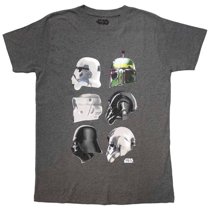 Star Wars Unisex T-Shirt: Helmet Profiles (Charcoal Grey) 134135