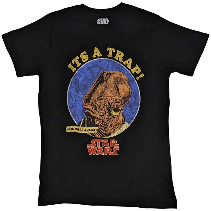 Star Wars Unisex T-Shirt: Ackbar It's A Trap (Black) 134156