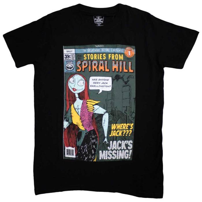 The Nightmare Before Christmas Unisex T-Shirt: Spiral Hill Sally (Črna) 134616
