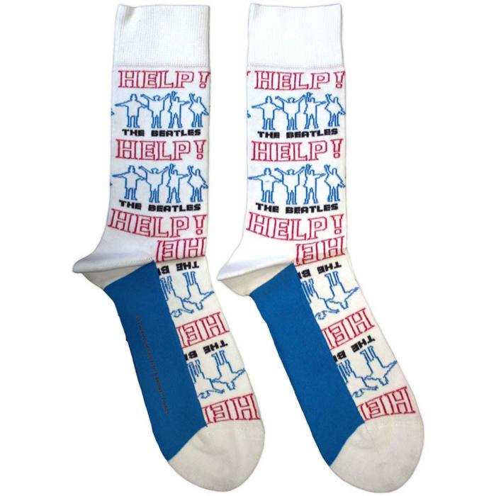 The Beatles Unisex Ankle Socks: Help! Outlines Repeat (Bela) (Velikost UK 7 - 11) 195956