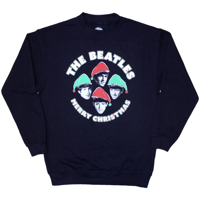 The Beatles Unisex Sweatshirt: Xmas Hats (Navy Blue) 196008