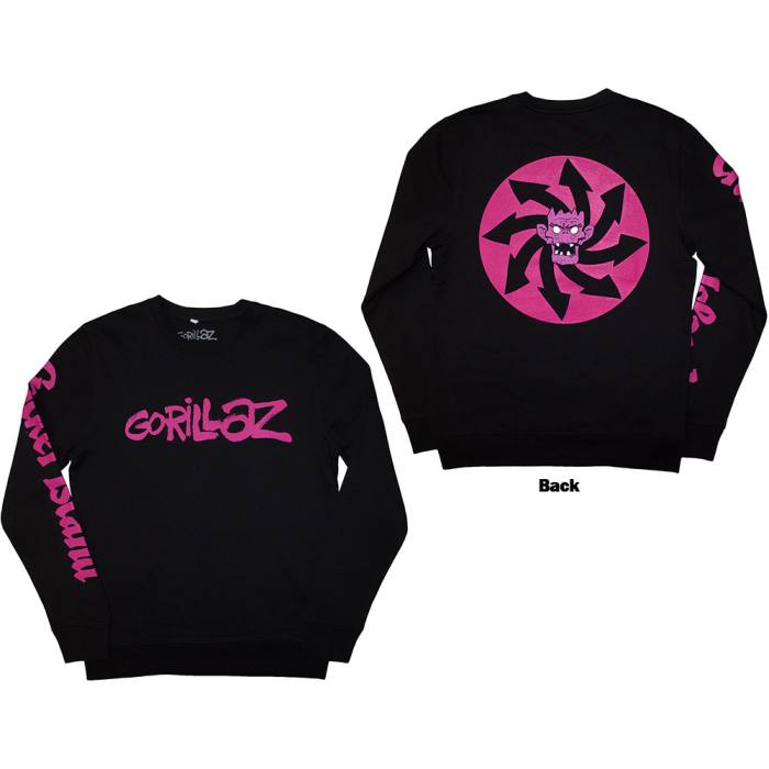 Gorillaz Unisex Sweatshirt: Craker Island Pazuzu Spiral (Back & Sleeve Print) 197798