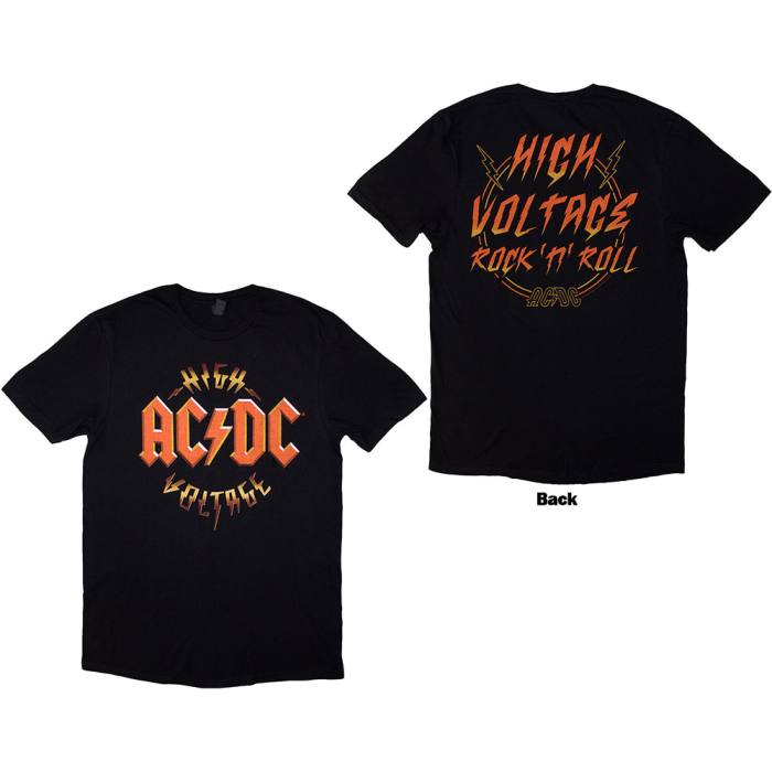 AC/DC Unisex T-Shirt: High Voltage RnR (Back Print) 201368