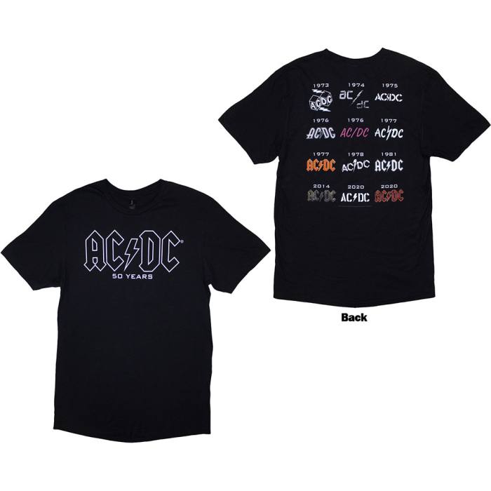 AC/DC Unisex T-Shirt: History Logo (Back Print) 201375
