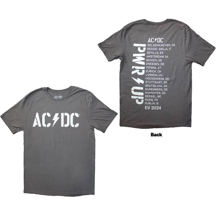 AC/DC Unisex T-Shirt: Logo PWR-UP EU Tour '24 (Sivi) 201382