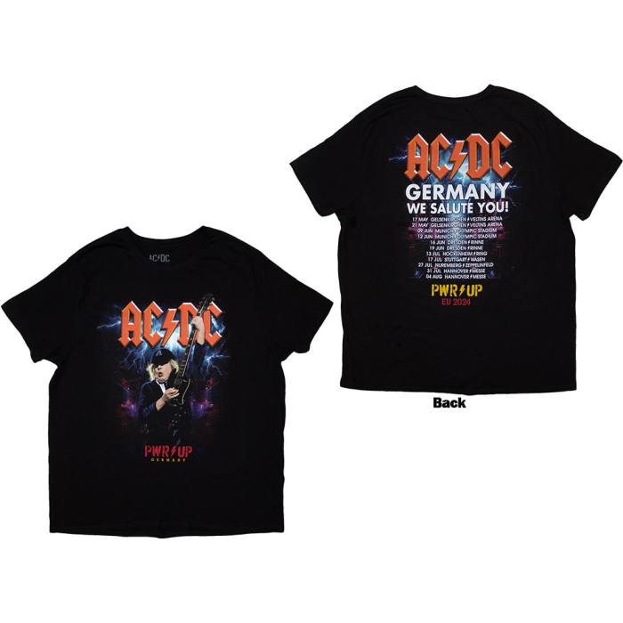 AC/DC Unisex T-Shirt: PWR-UP Germany EU Tour '24 (Black) (Back Print & Ex-Tour) 201418