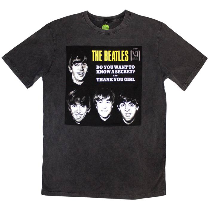 The Beatles Unisex Stone Wash T-Shirt: VJ Secret Sleeve 201847