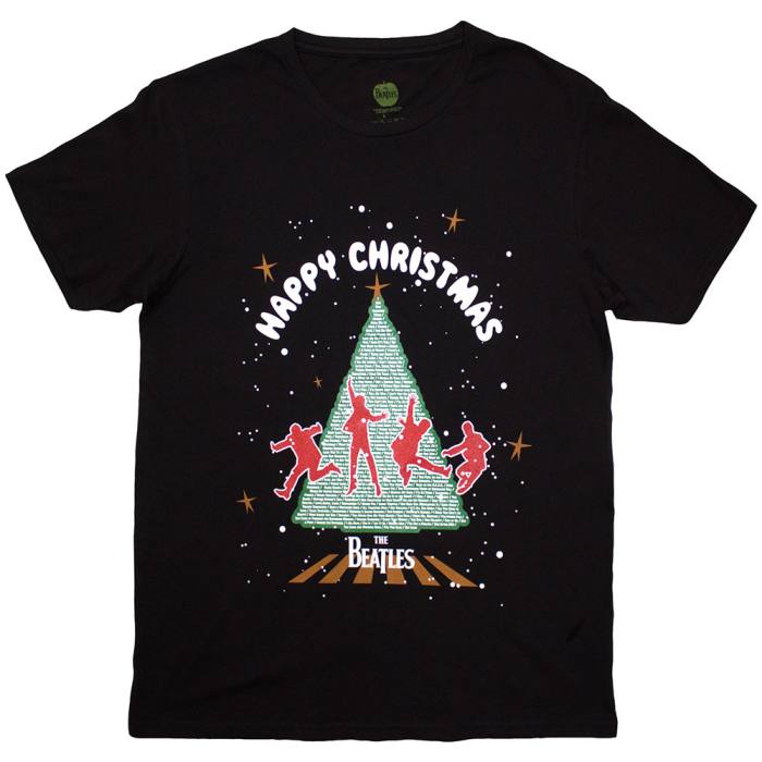The Beatles Unisex T-Shirt: Christmas Tree (Black) 202002