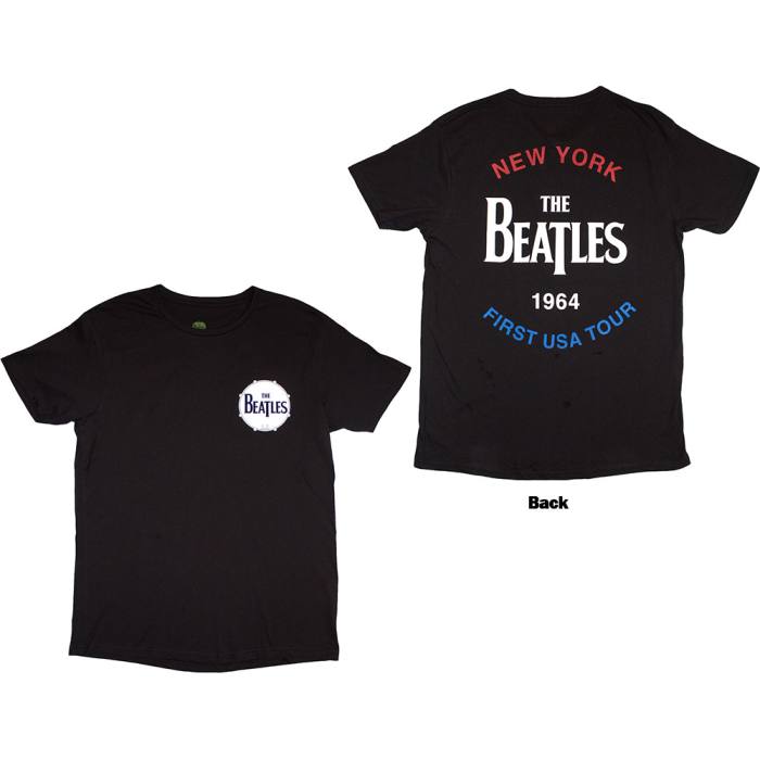 The Beatles Unisex T-Shirt: New York 1964 (Black) (Back Print) 202008