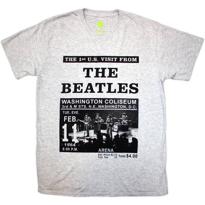 The Beatles Unisex T-Shirt: Washington '64 Promo (Grey) 202056
