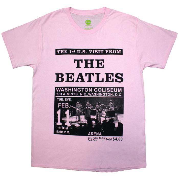 The Beatles Unisex T-Shirt: Washington '64 Promo (Pink) 202062