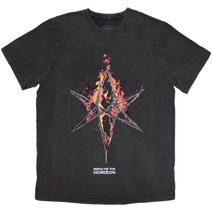 Bring Me The Horizon Unisex T-Shirt: Flame Hex & Text Logo 202376