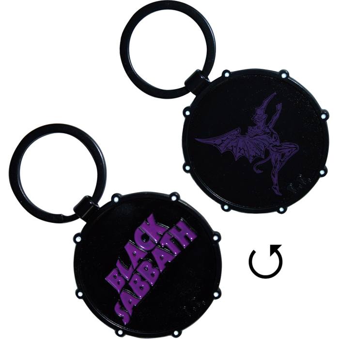 Black Sabbath Keychain: Wavy Logo & Daemon Drum (Double Sided) 202524