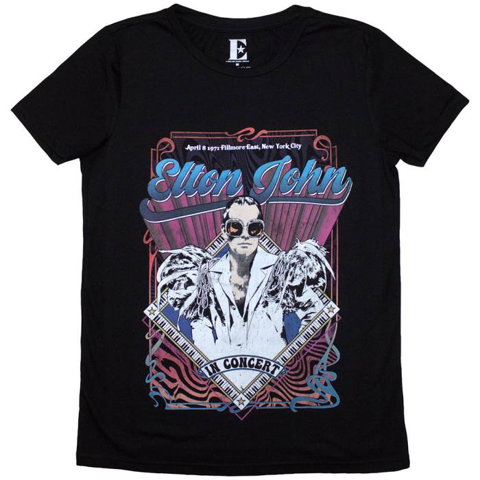 Elton John Ladies T-Shirt: Psych Vintage 202878