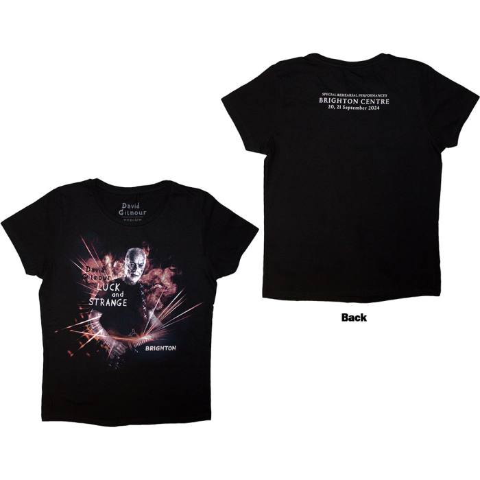 David Gilmour Ladies T-Shirt: Luck & Strange Brighton (Črna) (Zadnji Print & Ex-Tour) 203398