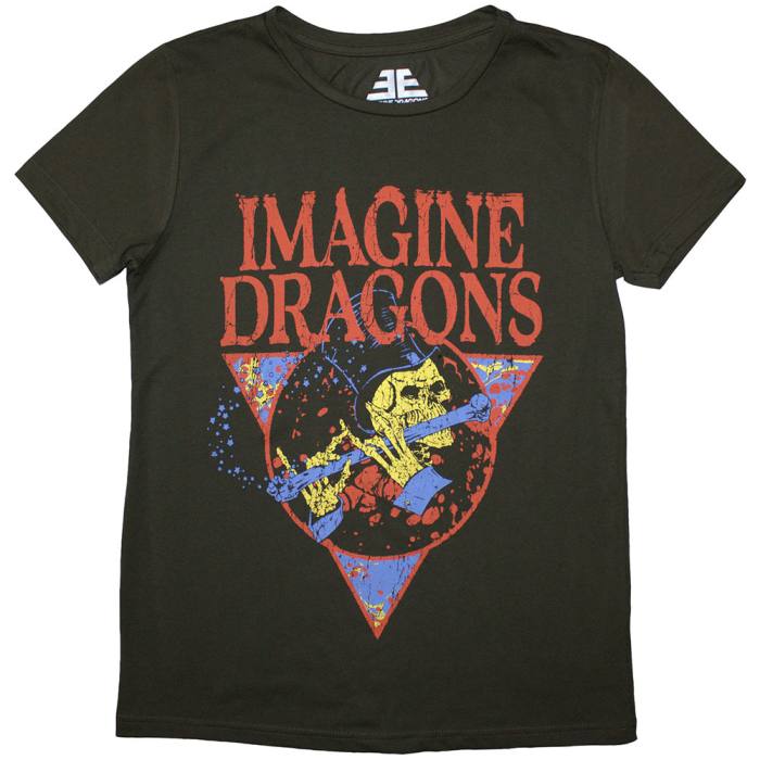 Imagine Dragons Ladies T-Shirt: Skeleton Flute (Green) 203794