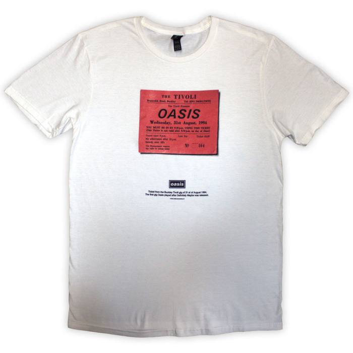 Oasis Unisex T-Shirt: Definitely Maybe Ticket Stub (Bela) 205105