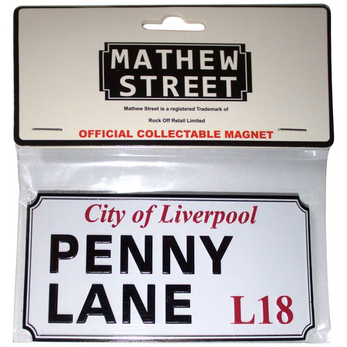 Rock Off Premium Hladilni Magnet: Penny Lane Liverpool Sign Embossed 205556