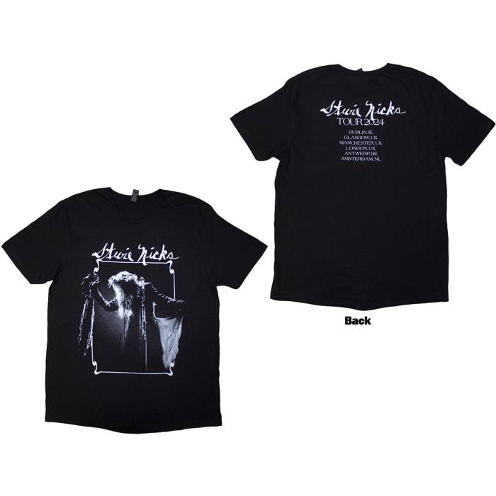 Stevie Nicks Unisex T-Shirt: Tour '24 Live Photo (Black) (Back Print & Ex-Tour) 205938