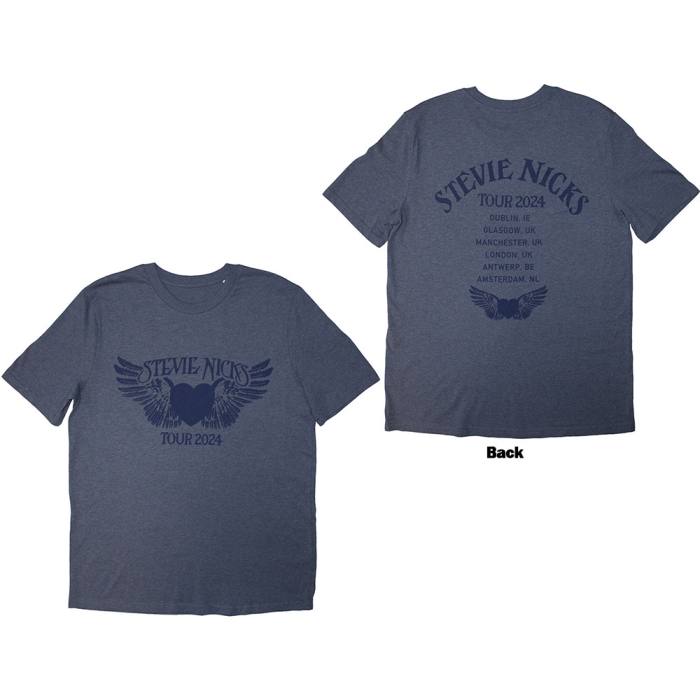 Stevie Nicks Unisex T-Shirt Tour '24 Winged Heart, temno moder (Back Print) 205949