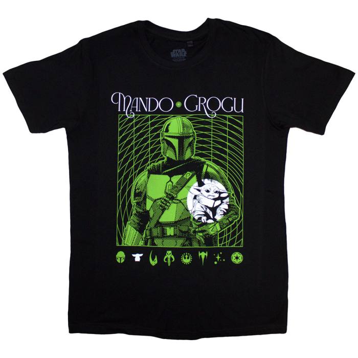 Star Wars Unisex T-Shirt: The Mandalorian Mando & Grogu Neon 206173