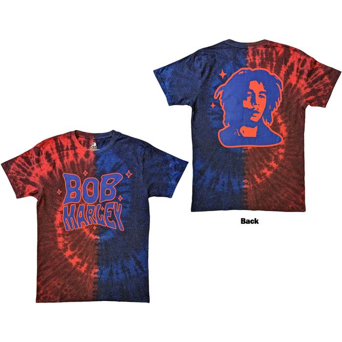 Bob Marley Unisex T-Shirt: Trippy Text (Red & Blue) (Back Print & Wash Collection) 207760