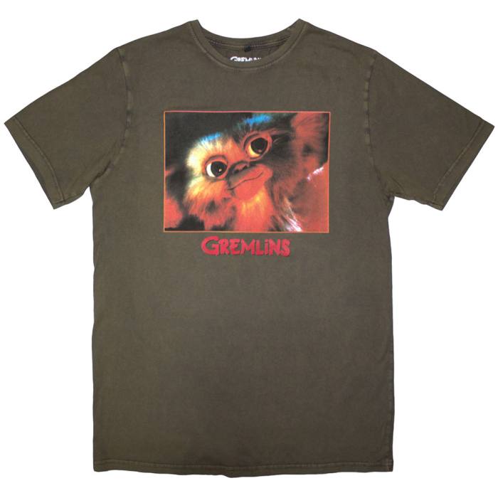 Gremlins Stone Wash T-Shirt Gizmo Photo (Green) 207858